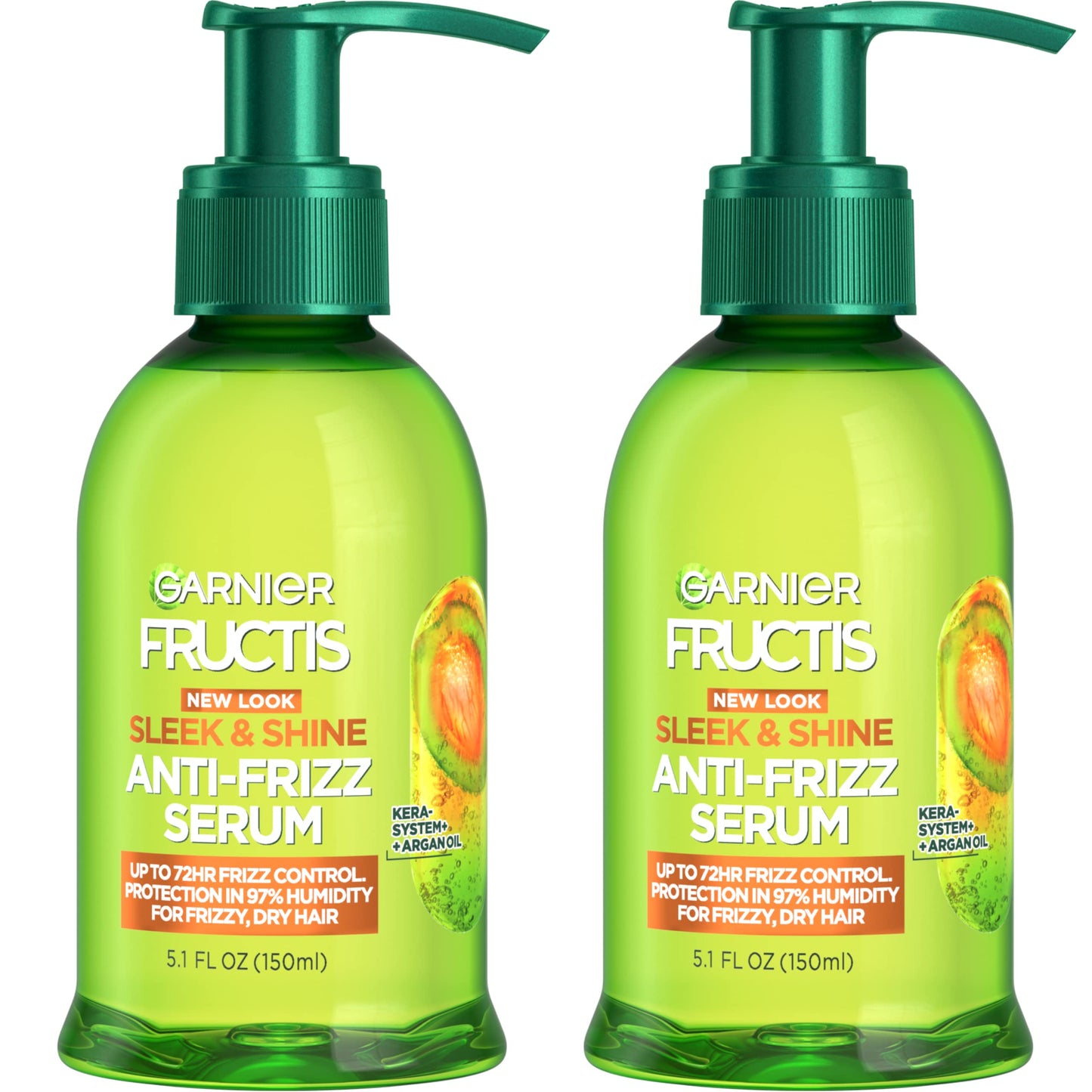 Garnier Fructis Sleek & Shine Anti-Frizz Serum for Frizzy, Dry Hair, Argan Oil, 5.1 Fl Oz, 1 Count (Packaging May Vary)