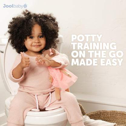 Jool Baby Folding Travel Potty Seat for Toddlers, Fits Round & Oval Toilets, Non-Slip Suction Cups, Includes Free Travel Bag (Aqua)