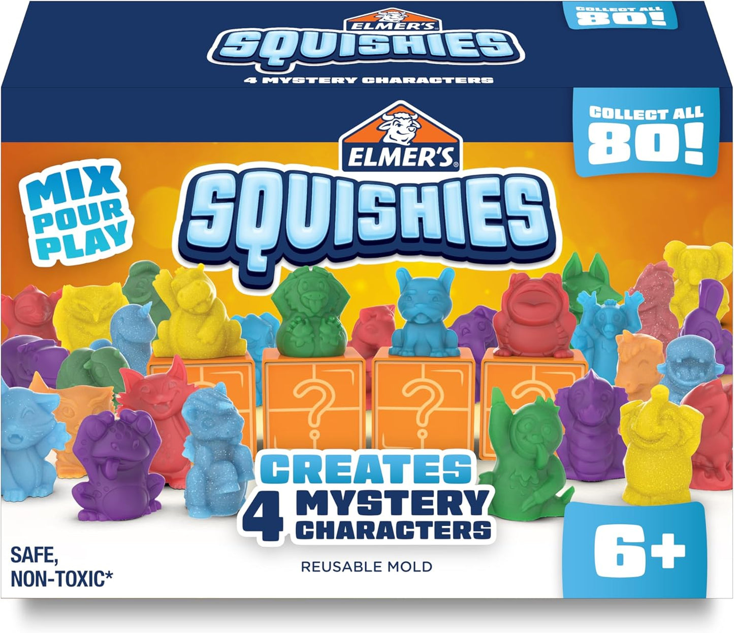 Elmer's Squishies Kids’ DIY Activity Kit, Create 4 Mystery Characters, 24 Piece Kit for Ages 6 and Up, Perfect for Stress Relief and Sensory Play