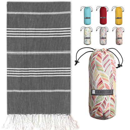 BAY LAUREL Turkish Beach Towel with Travel Bag 39 x 71 Quick Dry Sand Free Lightweight Large Oversized Towels Light