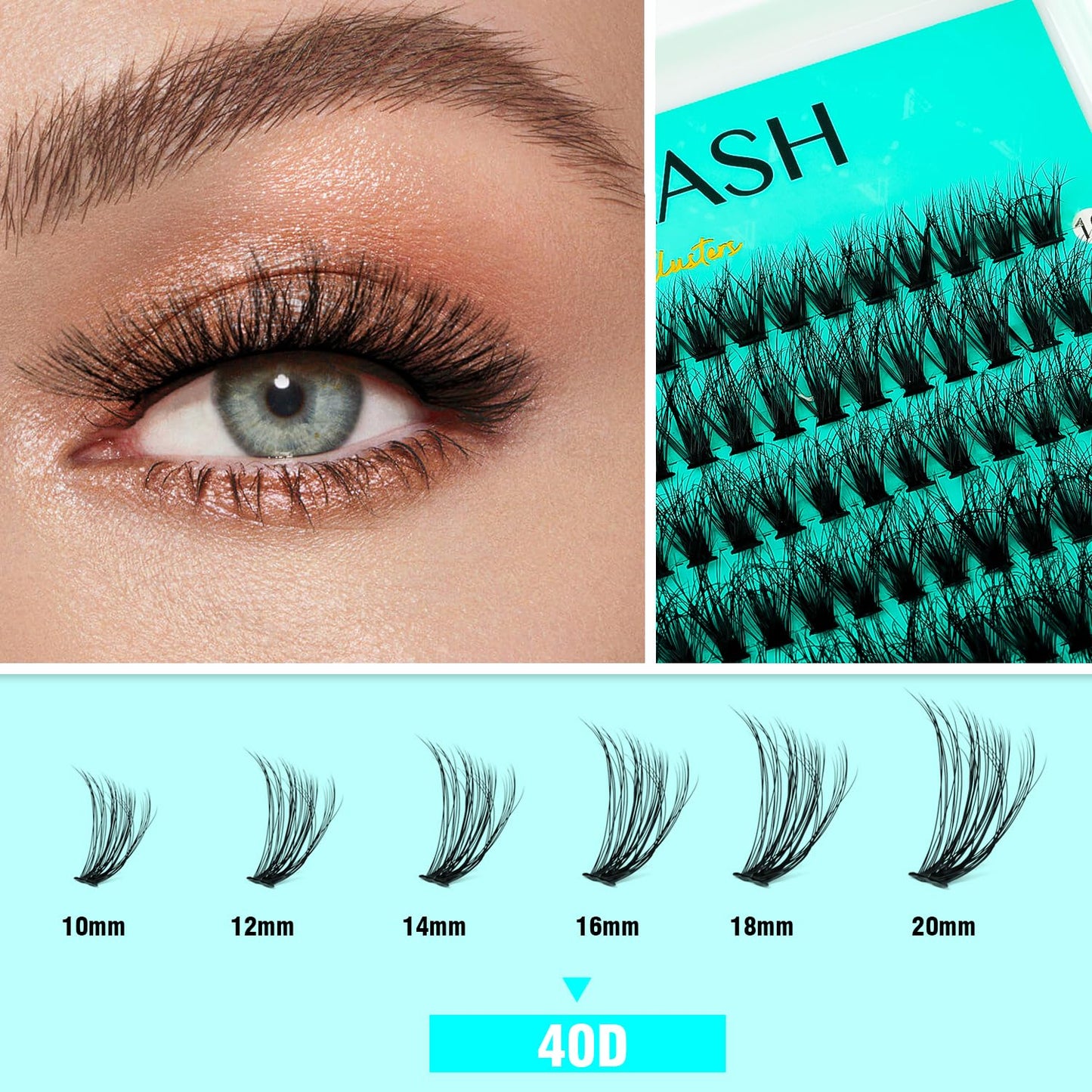 VAVALASH DIY Lash Extension Kit 280 Clusters Individual Lashes Kit 30D 40D 0.07D-10-16mm Lash Clusters, Lash Bond and Seal, Lash Tweezer for DIY Eyelash Extension at Home（Kit-30D+40D-0.07D-10-16MIX）