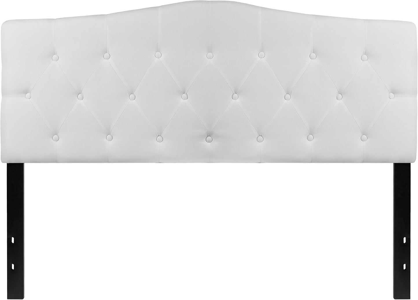 EMMA + OLIVER Tufted Upholstered Queen Size Headboard in White Fabric