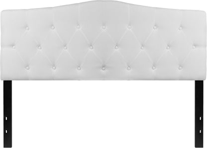 EMMA + OLIVER Tufted Upholstered Queen Size Headboard in White Fabric