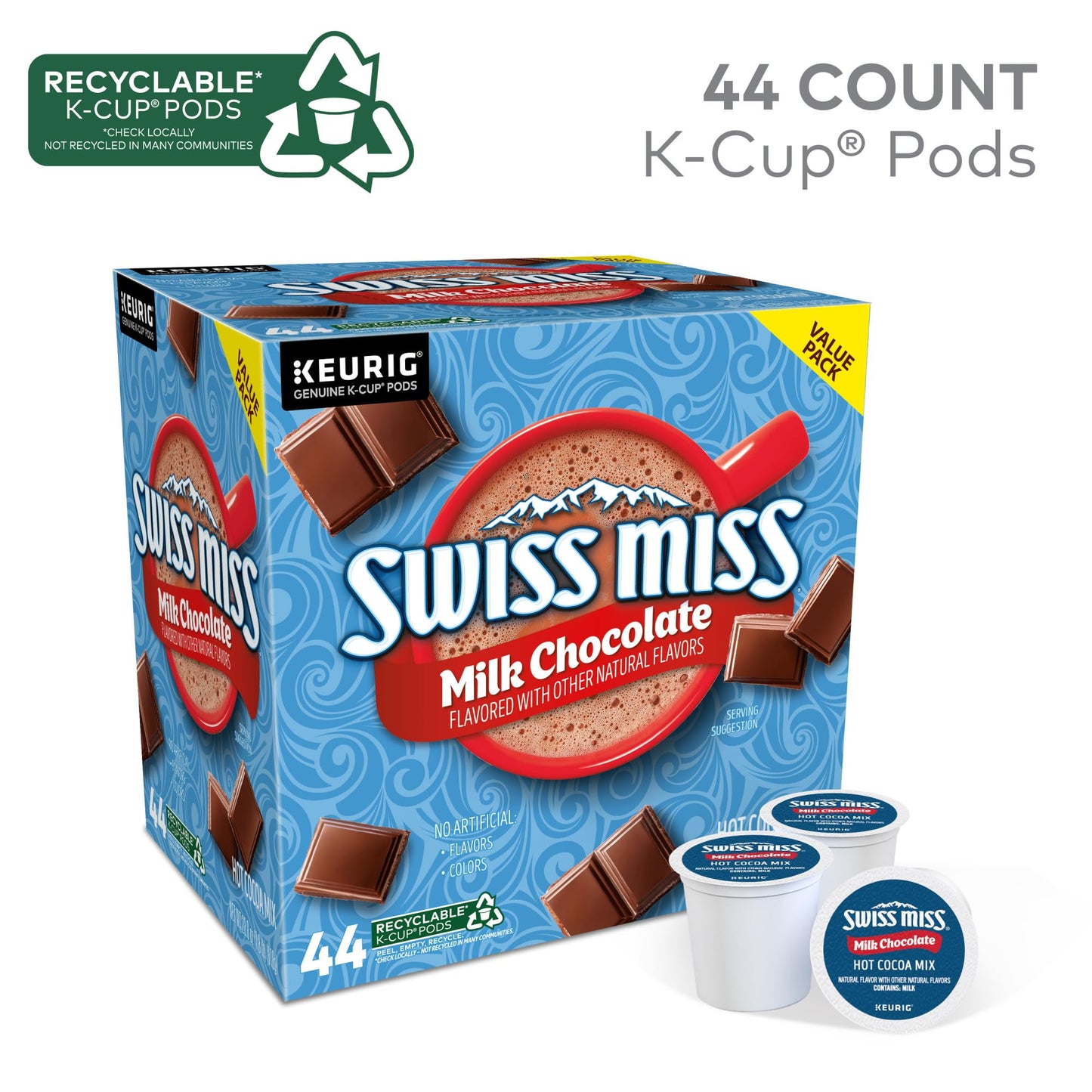 Swiss Miss Milk Chocolate Hot Cocoa, Keurig Single-Serve K-Cup Pods, 44 Count