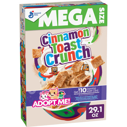 Cinnamon Toast Crunch Breakfast Cereal, Crispy Cinnamon Cereal, Mega Size, 29.1 oz Cereal Box