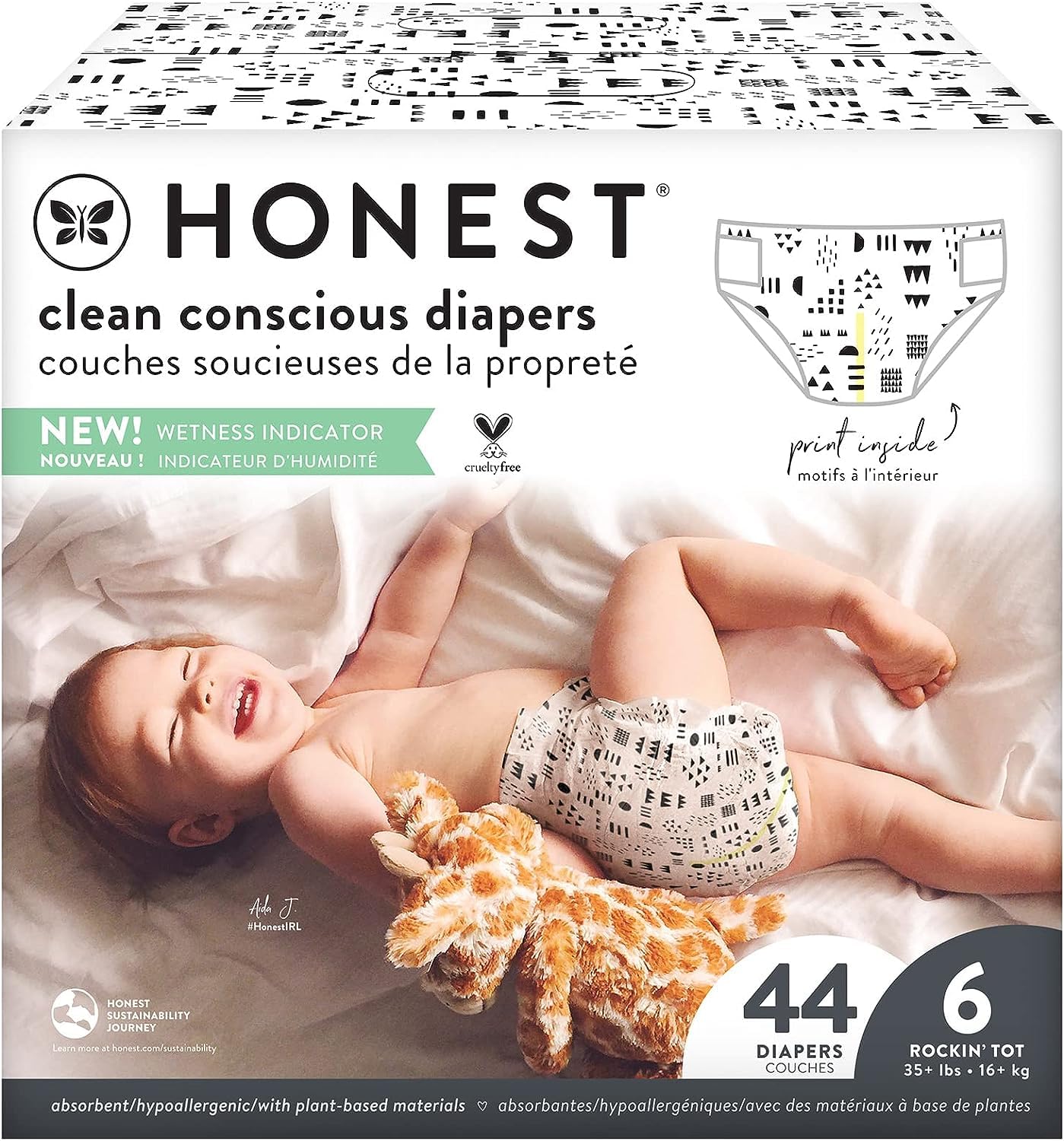 The Honest Company Clean Conscious Diapers | Plant-Based, Sustainable | Above It All + Pandas | Club Box, Size Newborn, 72 Count