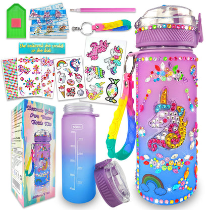 EDsportshouse Decorate Your Own Water Bottle Kits for Girls Age 4-6-8-10,Mermaid Painting Crafts,Fun Arts and Crafts Gifts Toys for Girls Birthday Christmas(Mermaid)