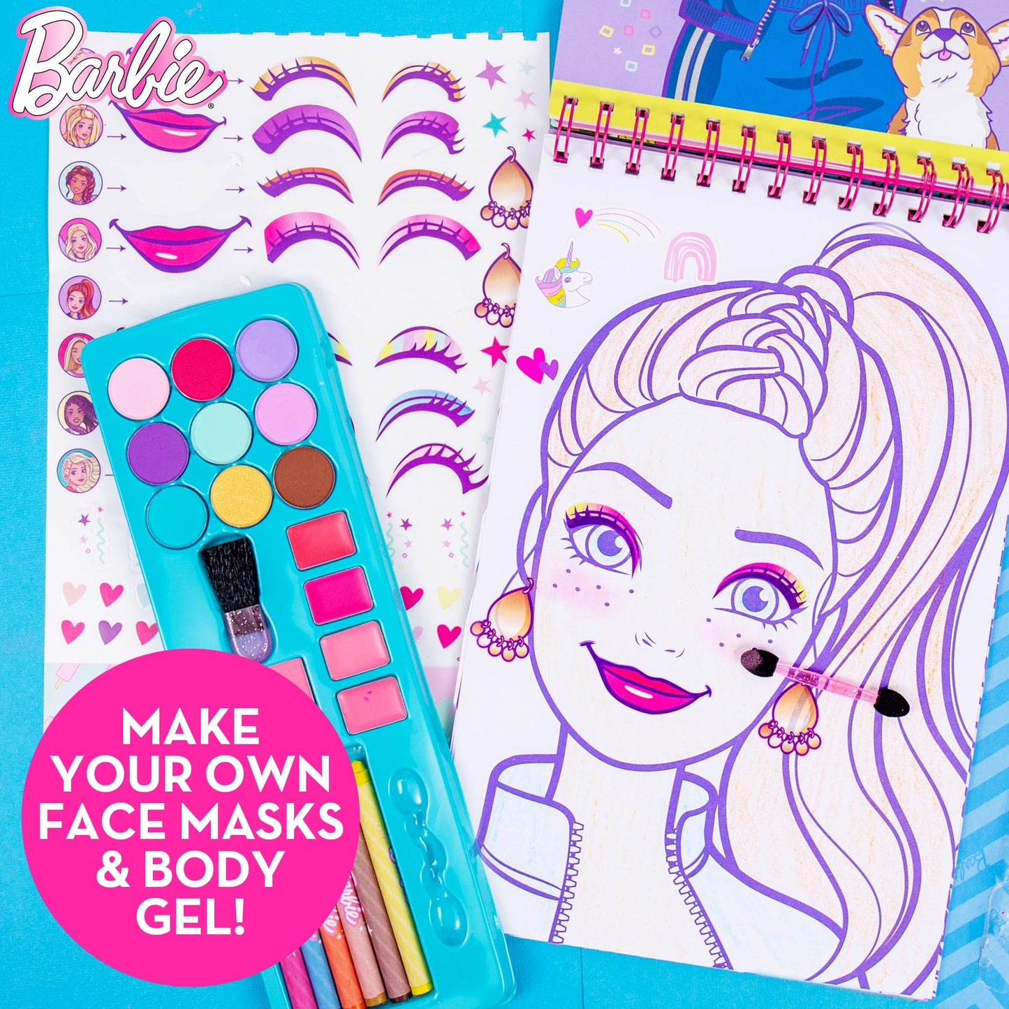 Horizon Group USA Barbie Makeup Artist Magazine, Create Your Own Hair & Makeup Looks Using 130+ Stencils, 180+ Stickers, Crayons, Pretend Makeup & More