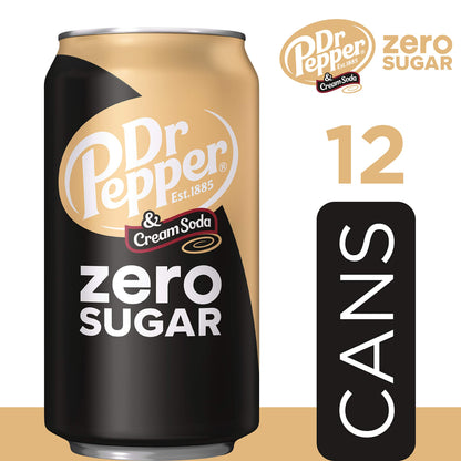 Dr Pepper Zero Strawberries and Cream Soda, 12 fl oz cans, 12 Pack