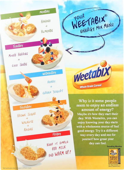 Weetabix Biscuits Whole Grain Cereal, Lightly Sweet Whole Grain Wheat Biscuits, Delicious as Part of Breakfasts or Snacks, 14 OZ Box