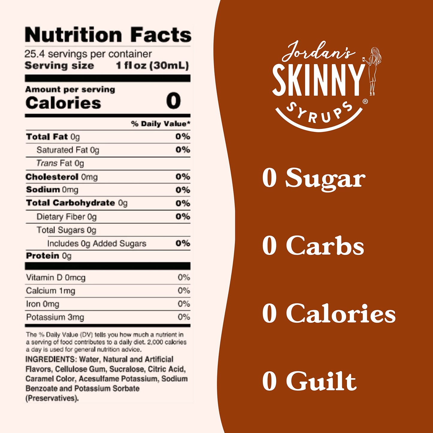 Jordan's Skinny Syrups Sugar Free Coffee Syrup, Vanilla Flavor Drink Mix, Zero Calorie Flavoring for Chai Latte, Protein Shake, Food and More, Gluten Free, Keto Friendly, 25.4 Fl Oz, 2 Pack