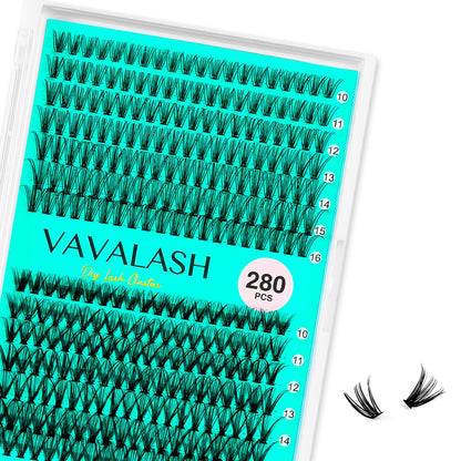 VAVALASH DIY Lash Extension Kit 280 Clusters Individual Lashes Kit 30D 40D 0.07D-10-16mm Lash Clusters, Lash Bond and Seal, Lash Tweezer for DIY Eyelash Extension at Home（Kit-30D+40D-0.07D-10-16MIX）