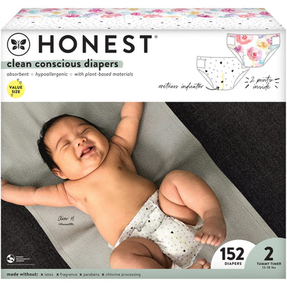 The Honest Company Clean Conscious Diapers | Plant-Based, Sustainable | Above It All + Pandas | Club Box, Size Newborn, 72 Count