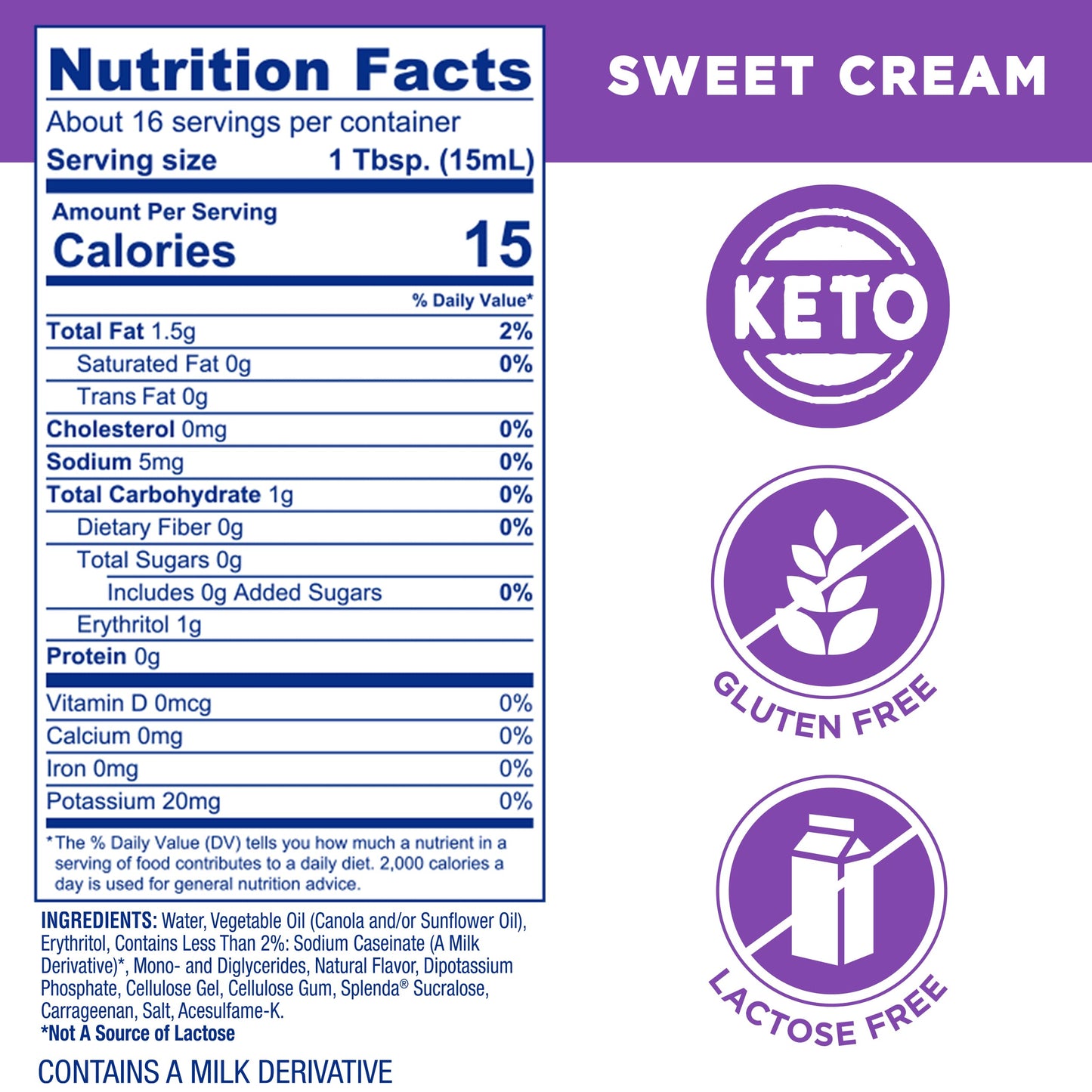 SPLENDA Sugar Free Sweet Cream Coffee Creamer, 32 Fl Oz