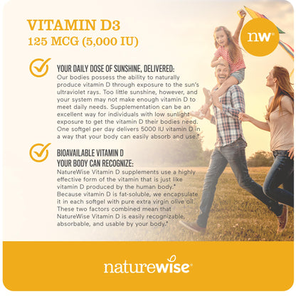 NatureWise Vitamin D3 1000iu (25 mcg) 1 Month Supply for Healthy Muscle Function, Bone Health and Immune Support, Non-GMO, Gluten Free in Cold-Pressed Olive Oil, Packaging May V, 30 Count