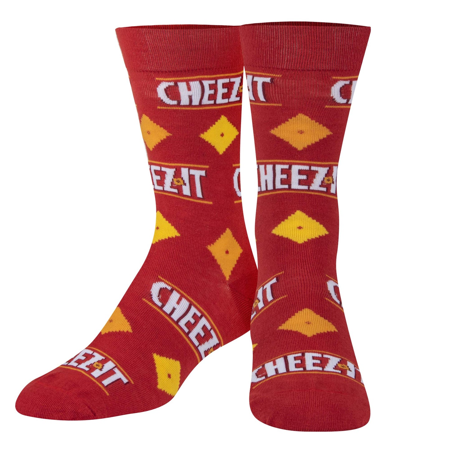 Crazy Socks for Men, Ritz Cracker, Funny Snack Food Novelty Print, Crew, Large