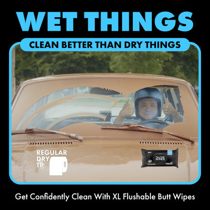 DUDE Wipes - On-The-Go Flushable Wipes - 1 Pack, 30 Wipes - Unscented Extra-Large Individually Wrapped Adult Wet Wipes - Vitamin E & Aloe - Septic and Sewer Safe