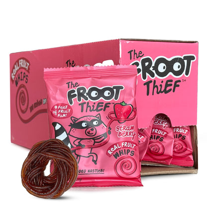 The FROOT Thief Real Fruit Snack Whips Strawberry Flavor, Nut Free, 100% Natural, Gluten-Free, Non-GMO, No Artificial Colors or Flavors, Pack of 5