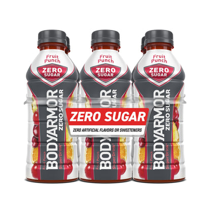 BODYARMOR ZERO Sugar Fruit Punch, Sugar Free Sports Drink - Low-Calorie Hydration - Natural Flavors with Potassium Packed Electrolytes, Antioxidants, and B-vitamins, 16 fl oz (pack of 12)