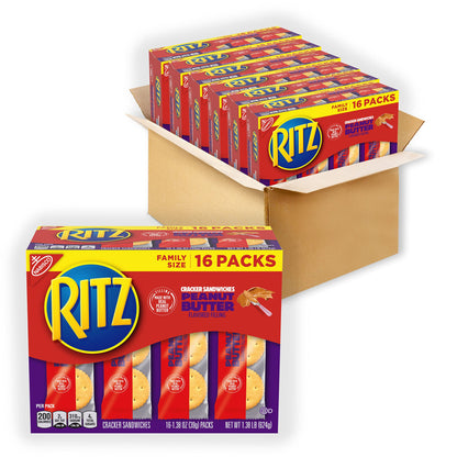 RITZ Peanut Butter Sandwich Crackers, 48 Snack Packs (6 Boxes, 6 Crackers Per Pack)