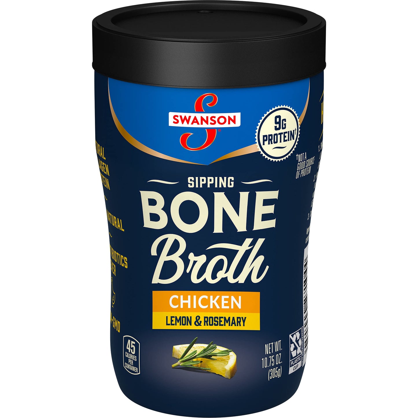 Swanson Sipping Bone Broth, Chicken Bone Broth with Ginger & Turmeric, 10.75 Ounce Sipping Cup (Pack of 8)