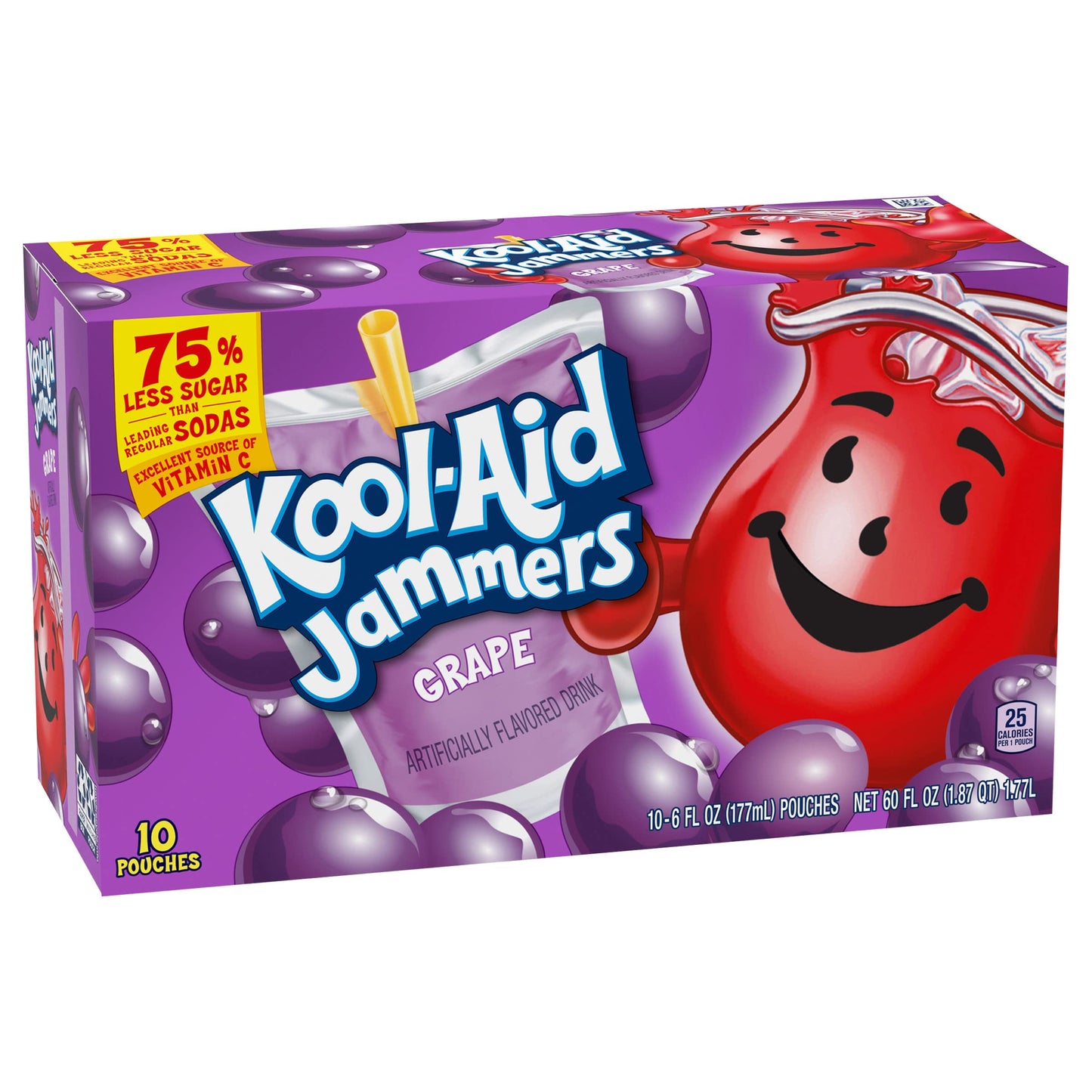 Kool-Aid Jammers Blue Raspberry Flavored Kids 0% Juice Drink (10 ct Box, 6 fl oz Pouches)