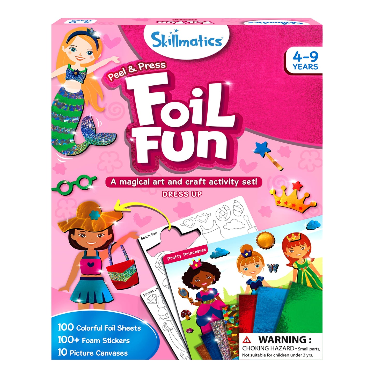 Skillmatics Art & Craft Activity - Foil Fun Unicorns & Princesses, No Mess Art for Kids, Craft Kits & Supplies, DIY Creative Activity, Gifts for Girls & Boys Ages 4, 5, 6, 7, 8, 9, Travel Toys