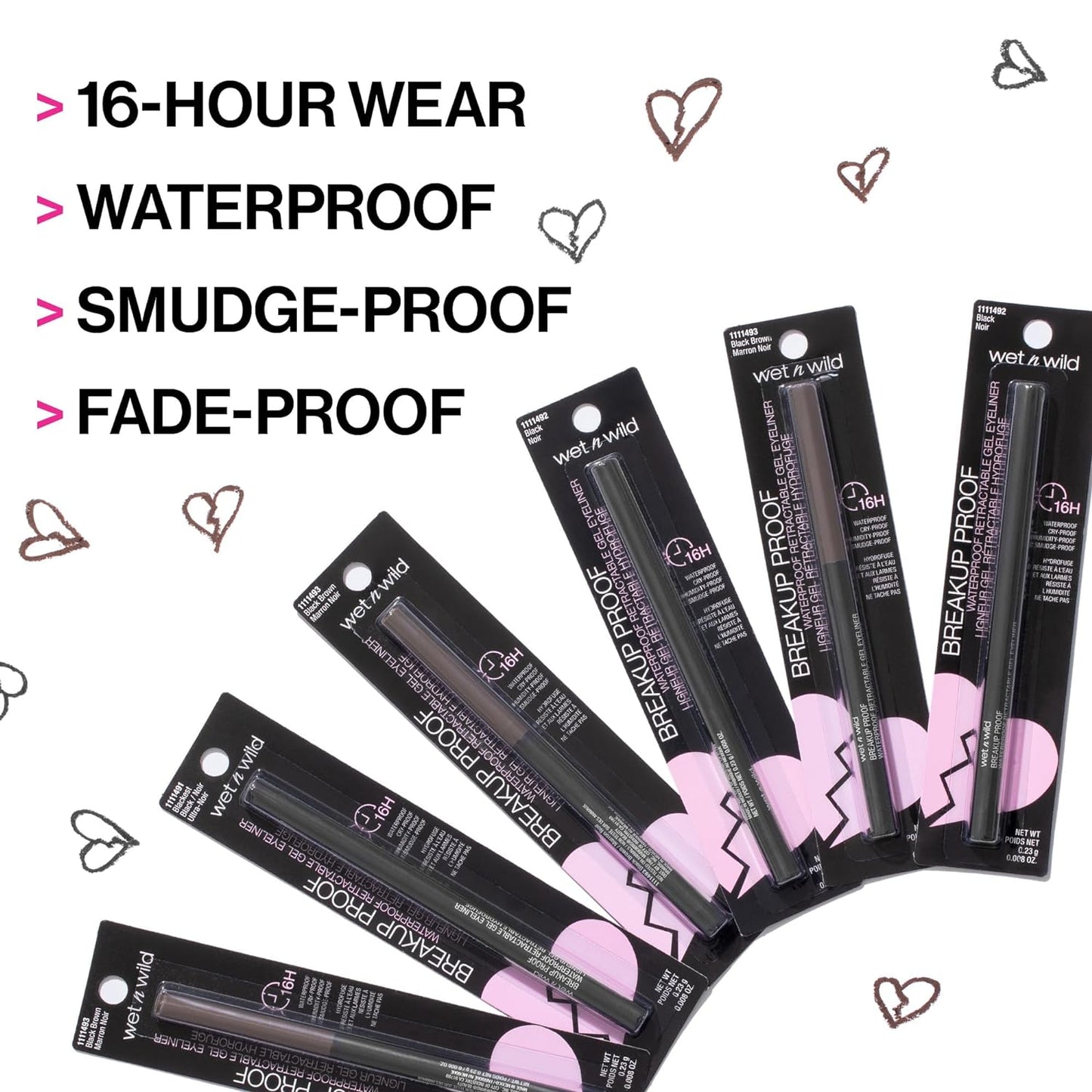 wet n wild Mega Last Breakup Proof Eyeliner, Quick Drying, Waterproof, 16-Hour Wear - Cruelty-Free & Vegan - Blackest Black