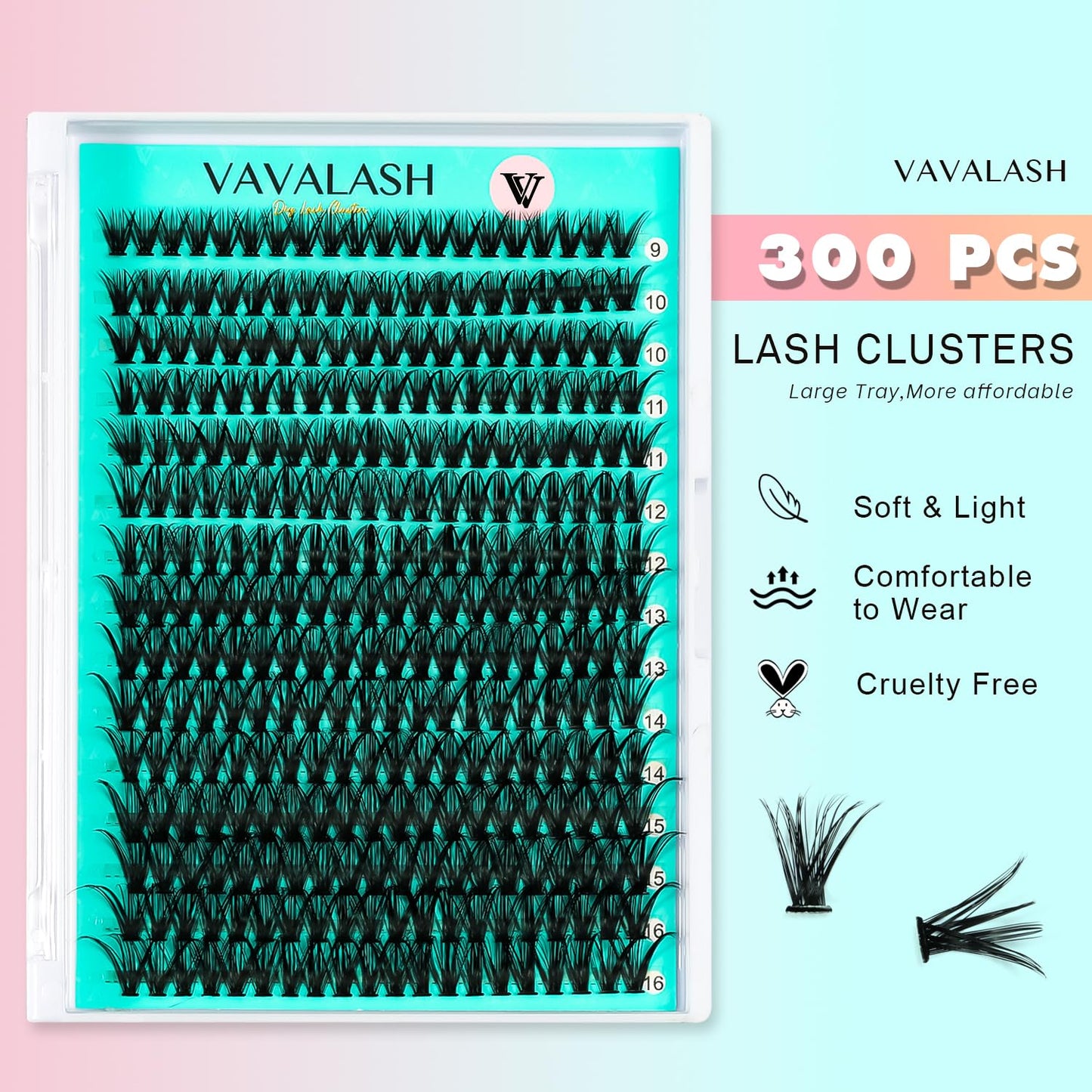 VAVALASH DIY Lash Extension Kit 280 Clusters Individual Lashes Kit 30D 40D 0.07D-10-16mm Lash Clusters, Lash Bond and Seal, Lash Tweezer for DIY Eyelash Extension at Home（Kit-30D+40D-0.07D-10-16MIX）