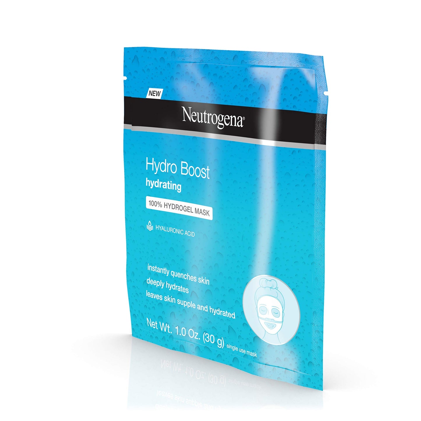 Neutrogena Hydro Boost Moisturizing & Hydrating 100% Hydrogel Sheet Face Mask for Dry Skin with Hyaluronic Acid, Gentle & Non-Comedogenic, 1 Ounce (Pack of 12)