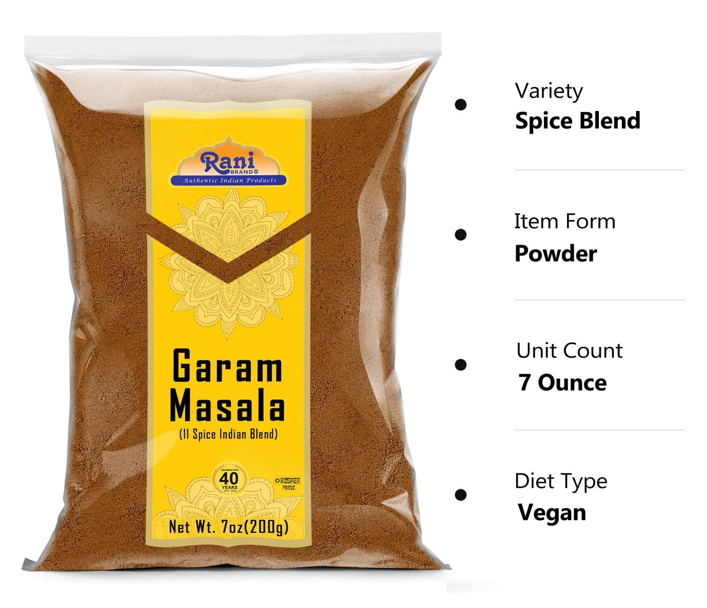 Rani Garam Masala Indian 11-Spice Blend 3oz (85g) PET Jar ~ All Natural, Salt-Free | Vegan | No Colors | Gluten Friendly | NON-GMO| Kosher | Indian Origin