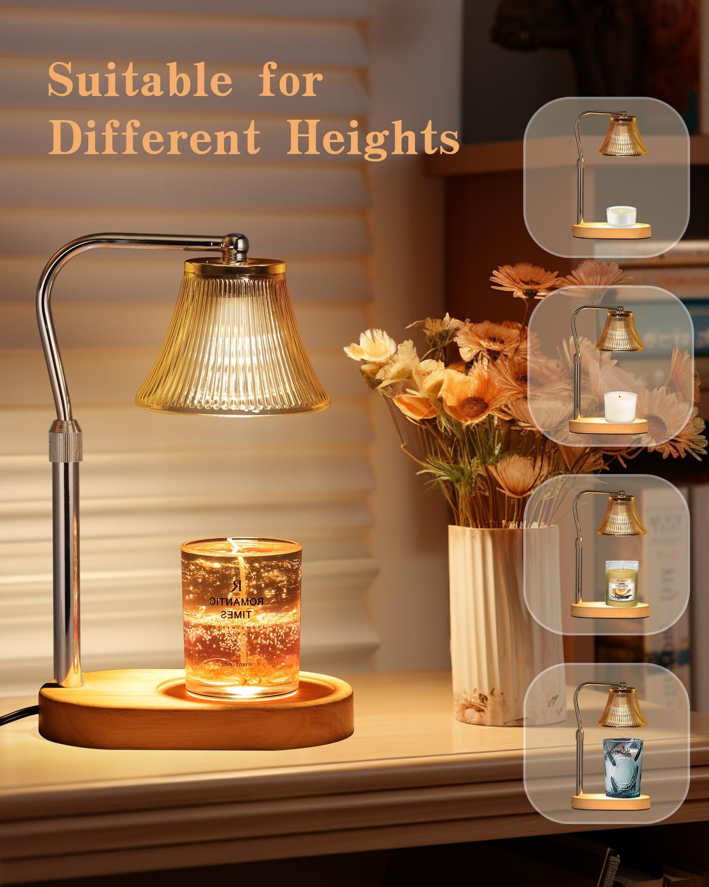 Candle Warmer Lamp,Electric Candle Lamp Warmer with Timer, Dimmable Wax Melt Warmer for Candle Jar,Adjustable Height Candle Lamp for Scented Home Bedroom Aesthetic Decor,House Warming Gifts