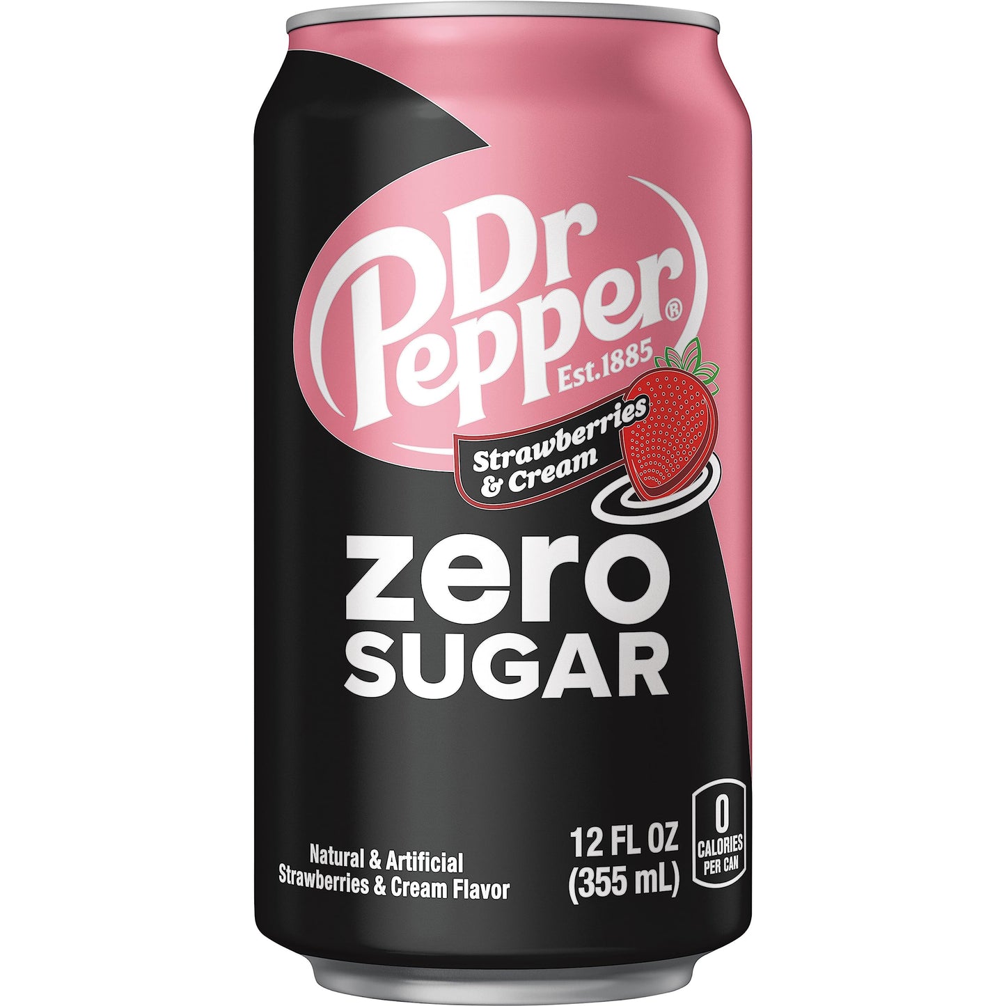 Dr Pepper Zero Strawberries and Cream Soda, 12 fl oz cans, 12 Pack