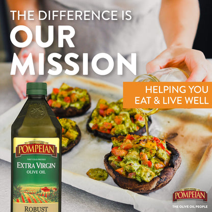 Pompeian Robust Extra Virgin Olive Oil, First Cold Pressed, Full-Bodied Flavor, Perfect for Salad Dressings & Marinades, 68 FL. OZ.