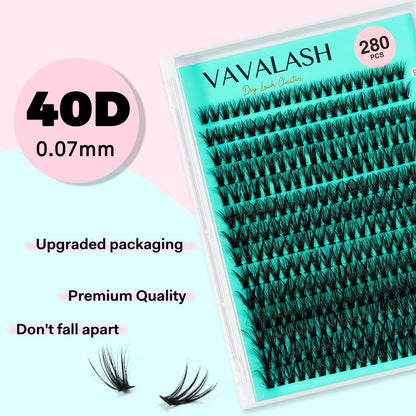 VAVALASH DIY Lash Extension Kit 280 Clusters Individual Lashes Kit 30D 40D 0.07D-10-16mm Lash Clusters, Lash Bond and Seal, Lash Tweezer for DIY Eyelash Extension at Home（Kit-30D+40D-0.07D-10-16MIX）