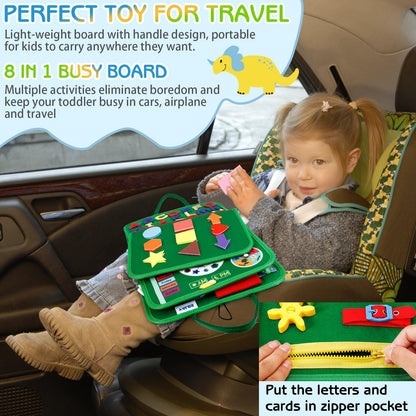 Esjay Toddler Busy Board Montessori Toys for 1 2 3 4 Year Old, Sensory Board Educational Activities for Learning Fine Motor Skills, Gifts for Girls Boys, Travel Toys for Airplane Car