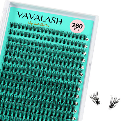 VAVALASH DIY Lash Extension Kit 280 Clusters Individual Lashes Kit 30D 40D 0.07D-10-16mm Lash Clusters, Lash Bond and Seal, Lash Tweezer for DIY Eyelash Extension at Home（Kit-30D+40D-0.07D-10-16MIX）