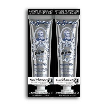 Dr. Sheffield’s Certified Natural Toothpaste (Extra-Whitening) - Great Tasting, Fluoride Free Toothpaste/Freshen Your Breath, Whiten Your Teeth, Reduce Plaque (2-Pack)