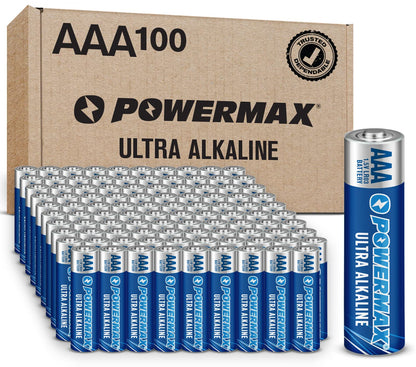 Powermax 24-Count AAA Batteries, Ultra Long Lasting Alkaline Battery, 10-Year Shelf Life, Reclosable Packaging