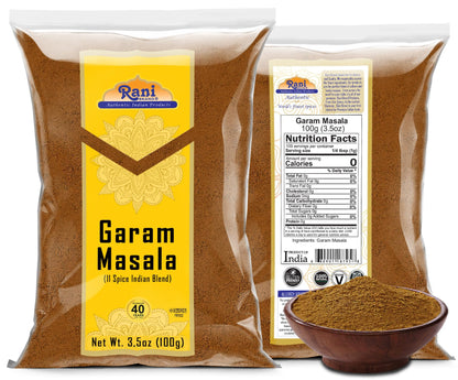 Rani Garam Masala Indian 11-Spice Blend 3oz (85g) PET Jar ~ All Natural, Salt-Free | Vegan | No Colors | Gluten Friendly | NON-GMO| Kosher | Indian Origin