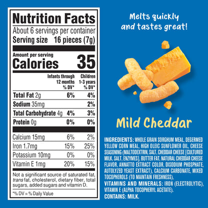 Gerber Snacks for Baby Lil Crunchies, Mild Cheddar, 1.48 Ounce (Pack of 6)