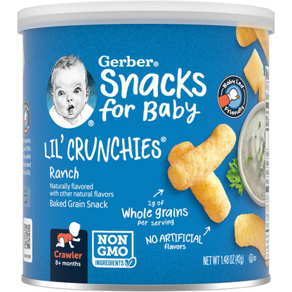 Gerber Snacks for Baby Lil Crunchies, Mild Cheddar, 1.48 Ounce (Pack of 6)