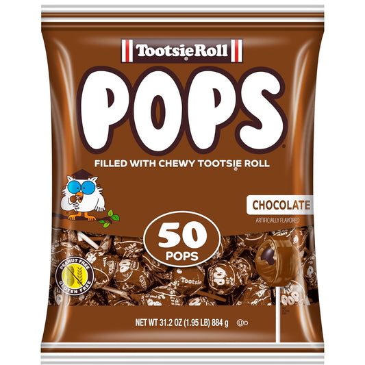 Tootsie Pops Single Flavor Bag - Chocolate Flavored Lollipops with Chocolatey Center - Individually Wrapped Hard Candy - Brown Candy - Peanut Free, Gluten Free, 50 Count (Pack of 1)