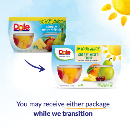 Dole Fruit Bowls No Sugar Added Variety Pack Snacks, Peaches, Mandarin Oranges & Cherry Mixed Fruit, 4oz 12 Cups, Gluten & Dairy Free, Bulk Lunch Snacks for Kids & Adults