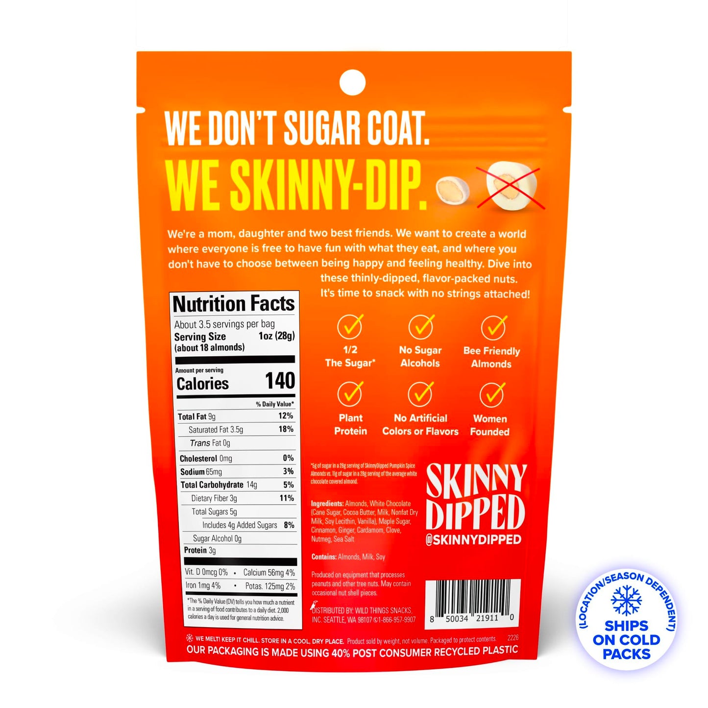 SkinnyDipped Snack Attack Minis Almond Variety Pack, Healthy Snack, Plant Protein, Gluten Free, 0.46 oz Mini Bags, Pack of 25