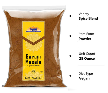 Rani Garam Masala Indian 11-Spice Blend 3oz (85g) PET Jar ~ All Natural, Salt-Free | Vegan | No Colors | Gluten Friendly | NON-GMO| Kosher | Indian Origin