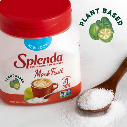 SPLENDA Monk Fruit Zero Calorie Plant Based Granulated Sweetener Jar, 19 oz