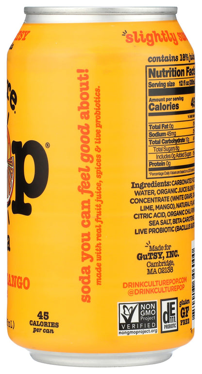 Culture Pop Soda Orange Mango Soda, 12 FZ