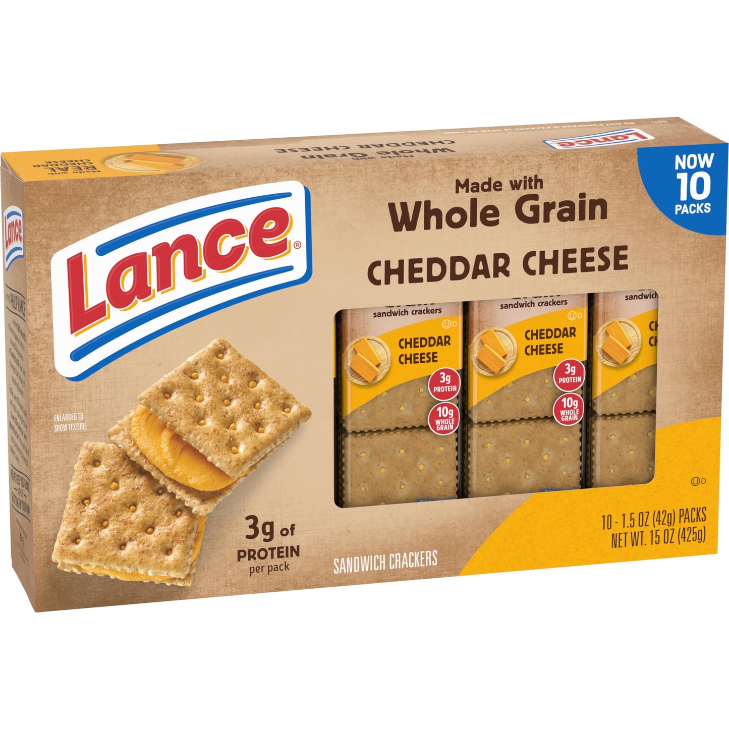 Lance Sandwich Crackers, Captain's Wafer Grilled Cheese, 10 Individual Packs, 6 Sandwiches Each