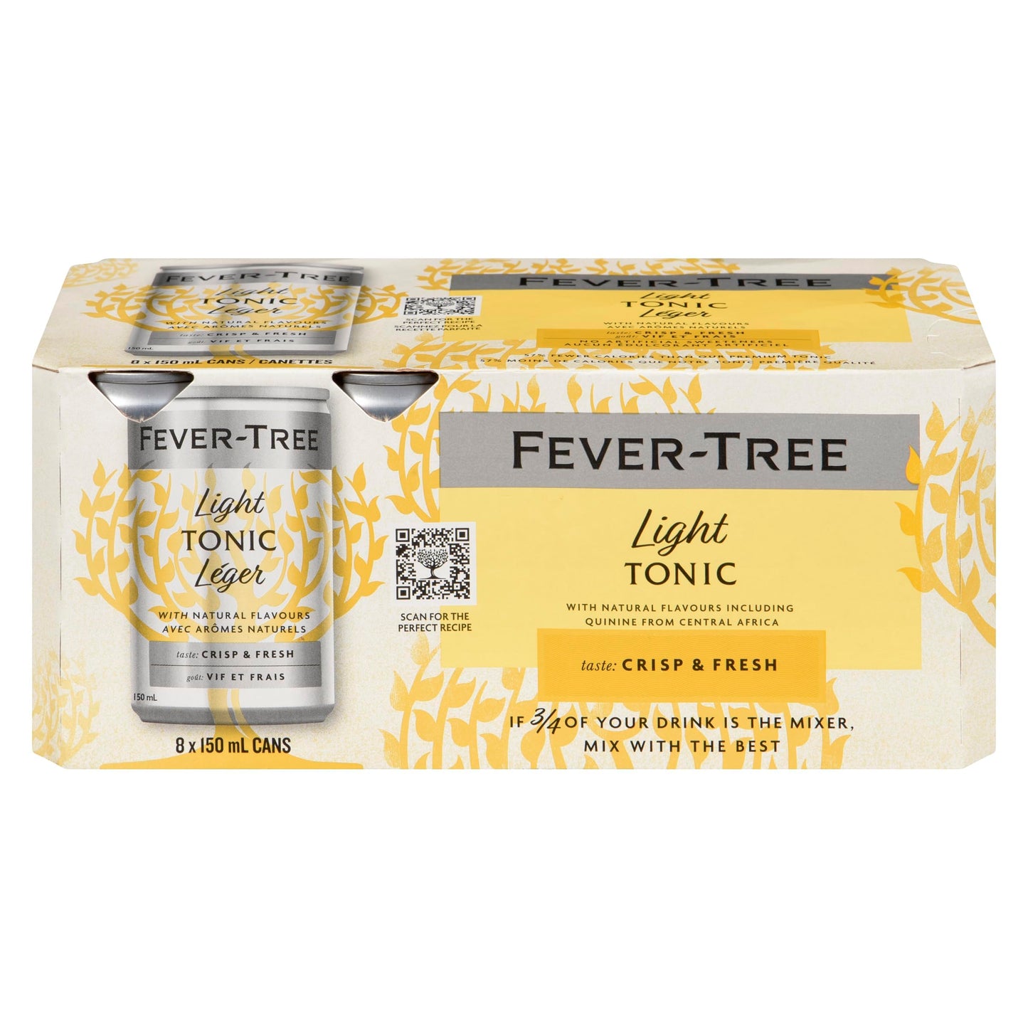 Fever-Tree Light Tonic Water Cans, 5.07 Fl Oz (Pack of 24), Lower in Calories, No Artificial Sweeteners, Flavorings or Preservatives (Packaging may vary)